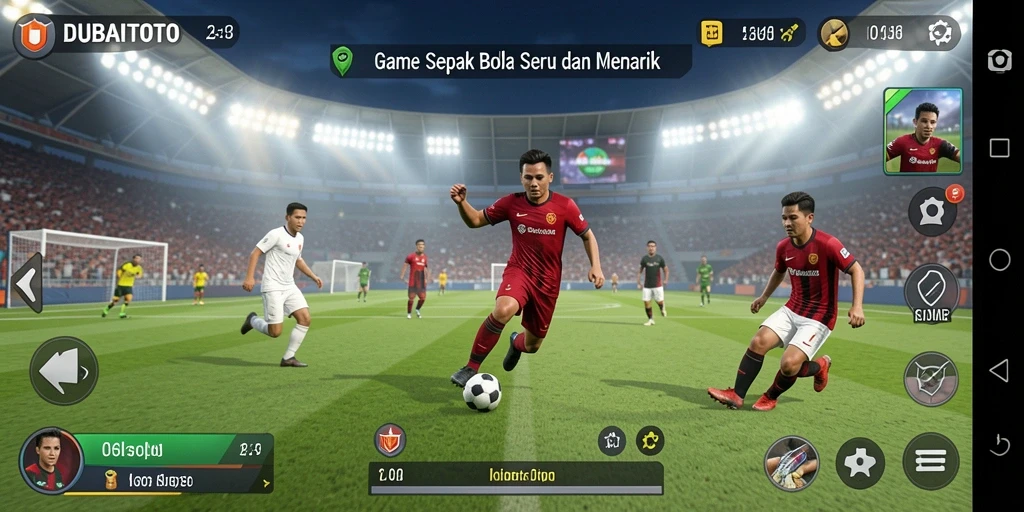 Tampilan gameplay seru dari DUBAITOTO dengan aksi sepak bola.