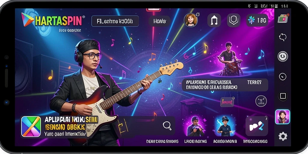 Tampilan menarik dari gameplay HARTASPIN yang interaktif dalam musik.