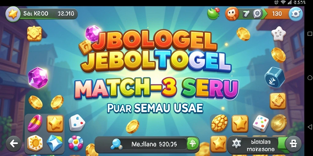 Tampilan gameplay seru dalam JEBOLTOGEL, permainan Match-3 yang menantang.