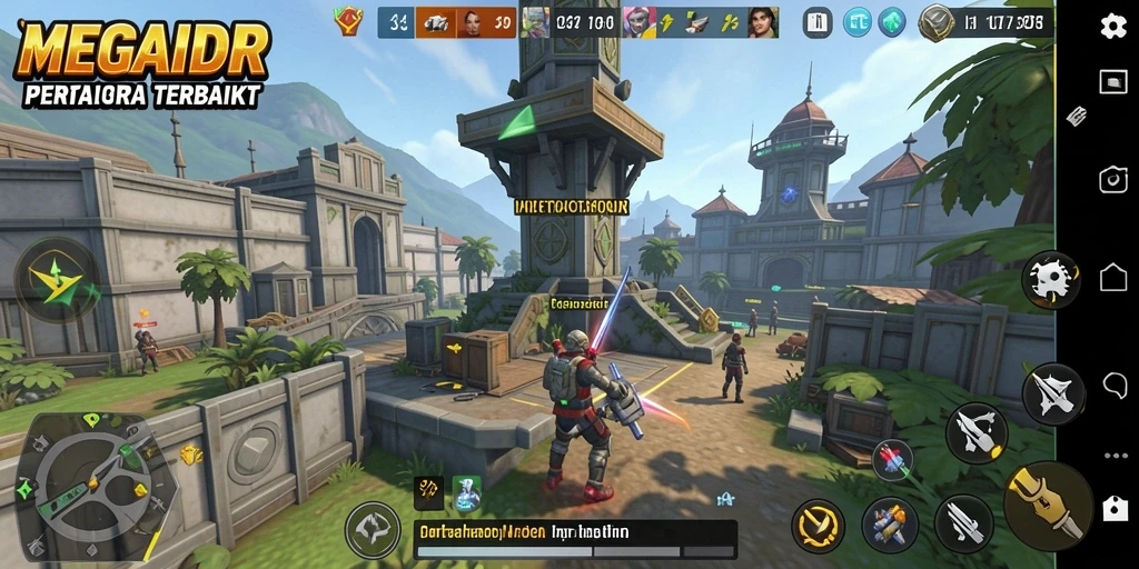 Tampilan seru dari gameplay Tower Defense MEGAIDR yang menantang.