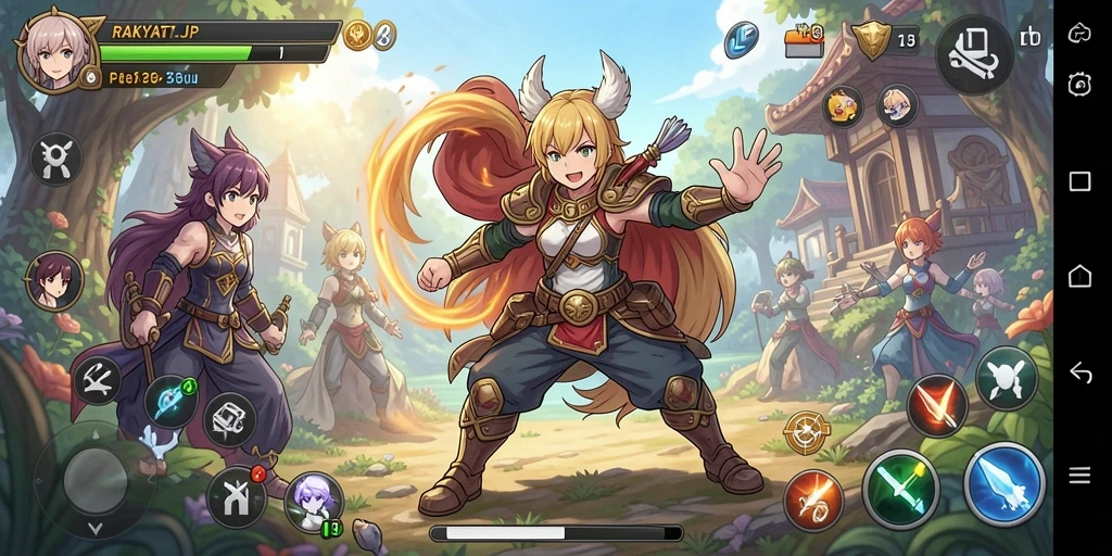 Tampilan layar gameplay seru RAKYATJP dengan karakter Anime.
