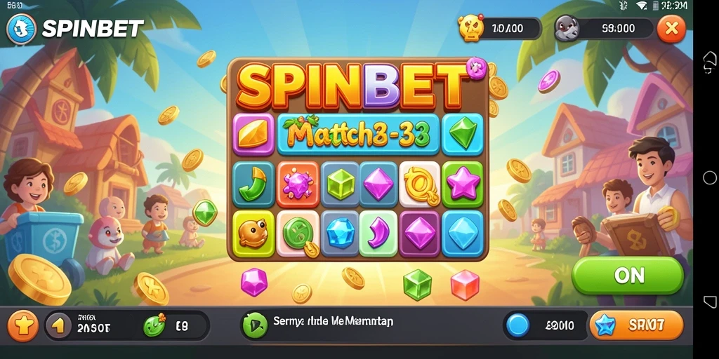 Tampilan menarik dari gameplay SPINBET dengan elemen Match-3.
