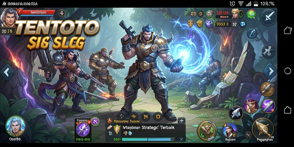Screenshot gameplay TENTOTO menampilkan pertempuran antara dua kerajaan.