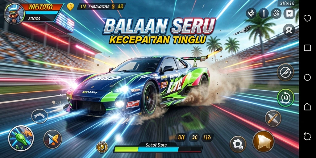 Tampilan seru gameplay WIFITOTO dengan aksi balapan yang mendebarkan.